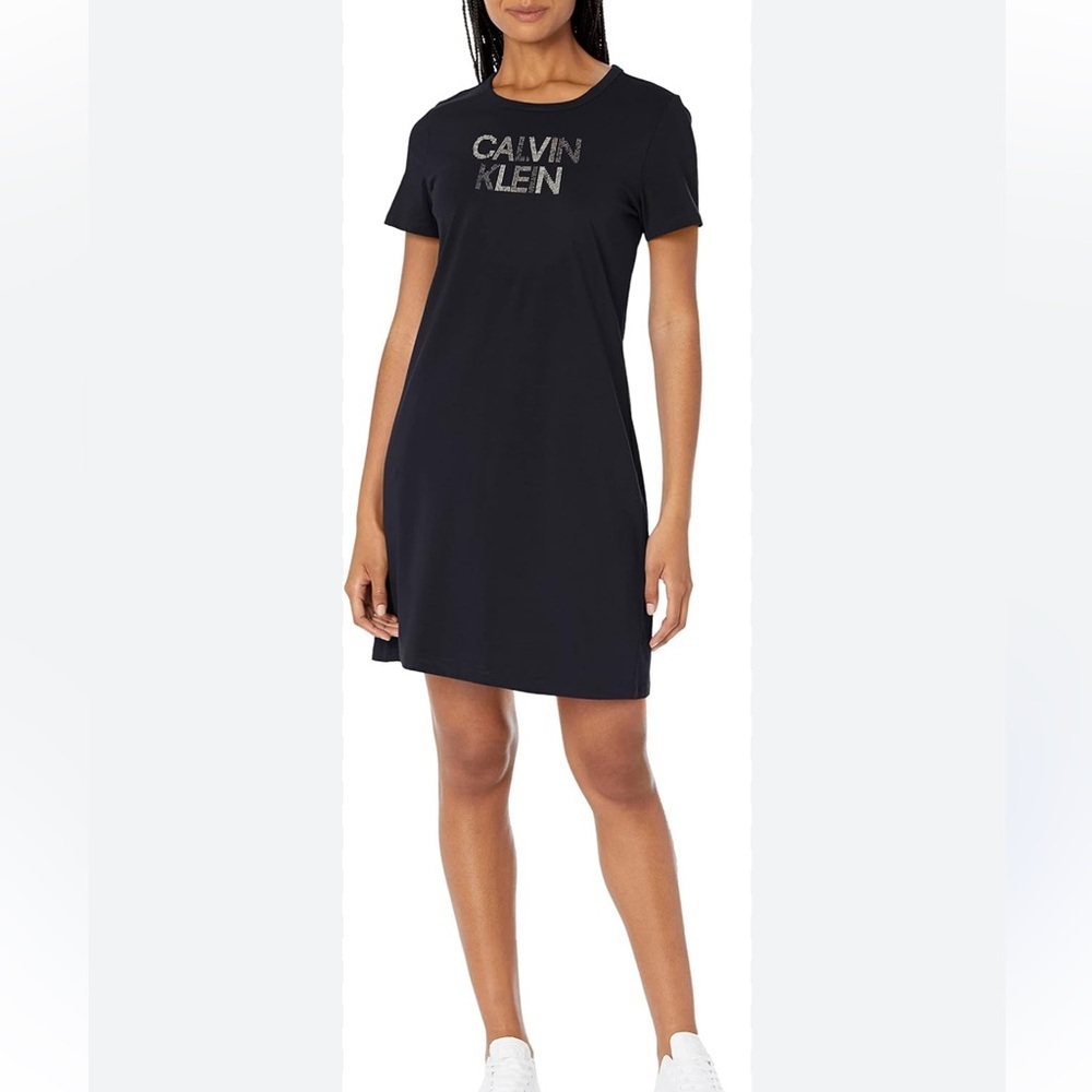 Calvin Klein Women's Relaxed Short Sleeve Mini Logo‎ T-Shirt Dress NWT Size S